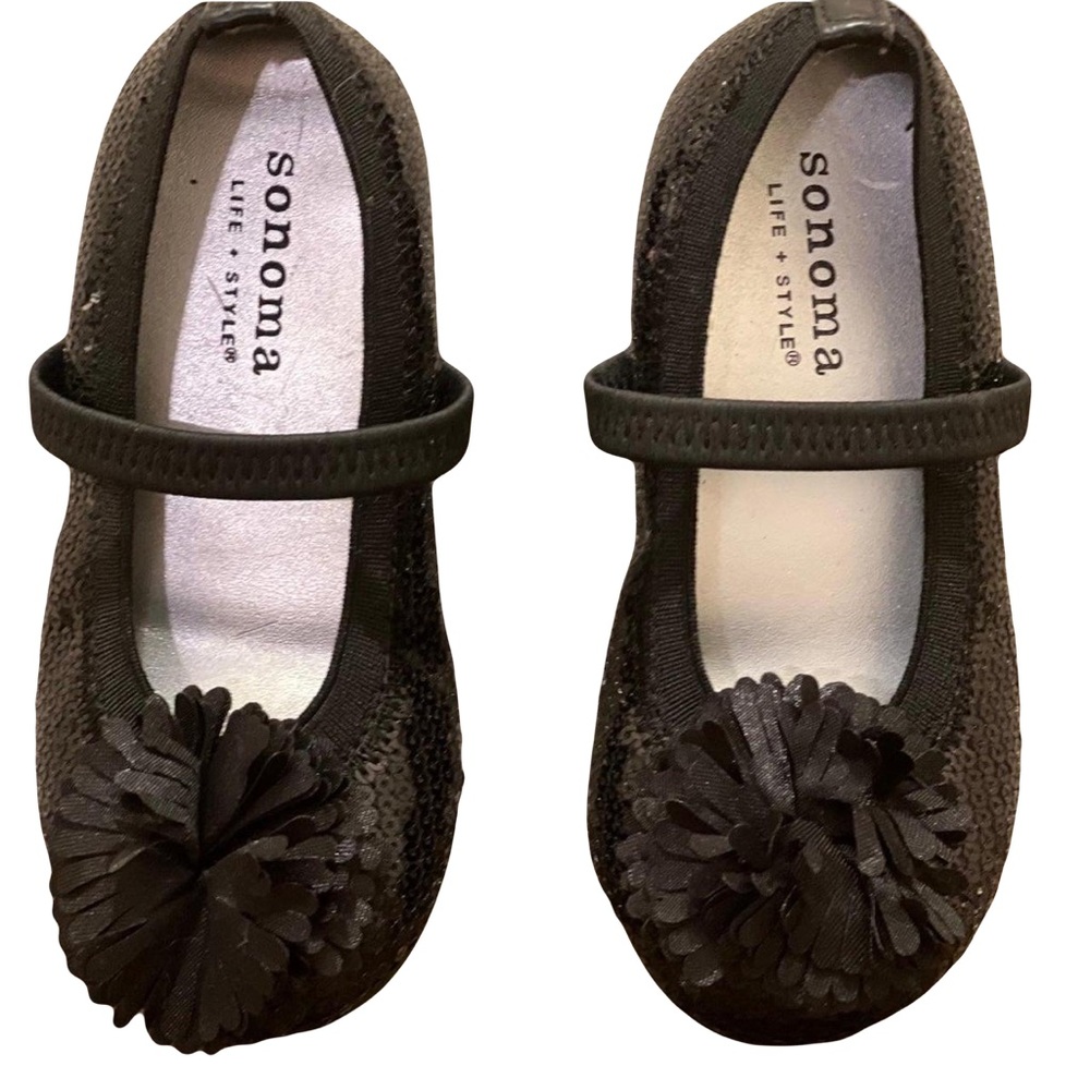 Black Dalia Sequin Ballet Flats, Toddler Size 7